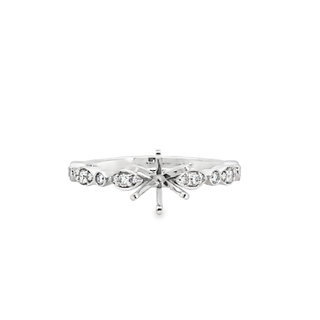 White 14 Karat Marquise/Round Ring 0.21tw Round G/H SI1 Diamonds