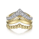 Triple Row Chevron Fashion Ring | 14k Yellow