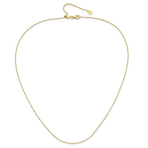 Yellow 10 Karat 1Mm Adjustable Singapore Chain Length 22