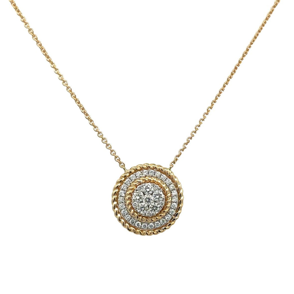 Round Cluster With Rope Halo Necklace | 18k Yellow