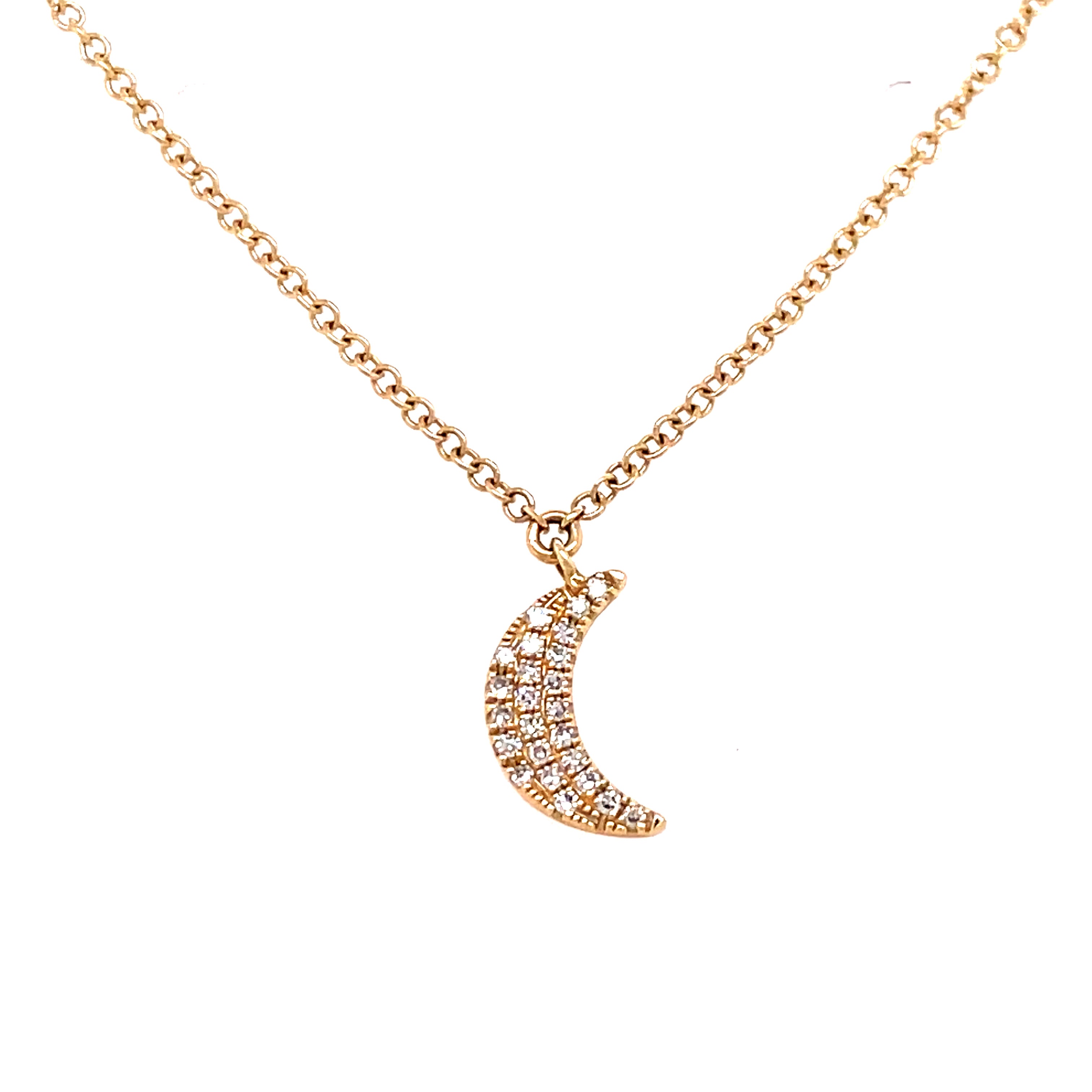 Pavé Moon Pendant | 14k Yellow