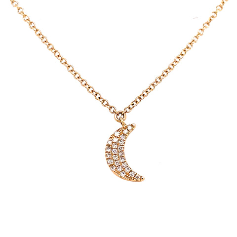 Pavé Moon Pendant | 14k Yellow