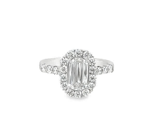 Oval Halo Ring | 18k White (0.80ct Oval)