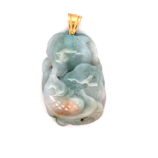 Carved Jadeite Pendant | 14k Yellow