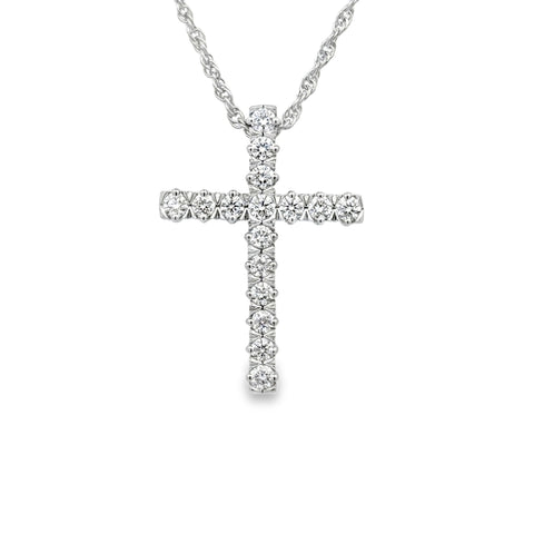 14 Karat White Gold Cross with .50ctw Round Brilliant Cut Diamonds G/H SI1/SI2