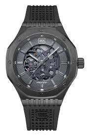Stainless Steel, 45mm Black Silicone Strap Glock Watch