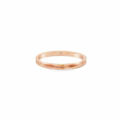 Lady's Rosé 14 Karat 2Mm Recessed Milgrain Stackable Wedding Band Size