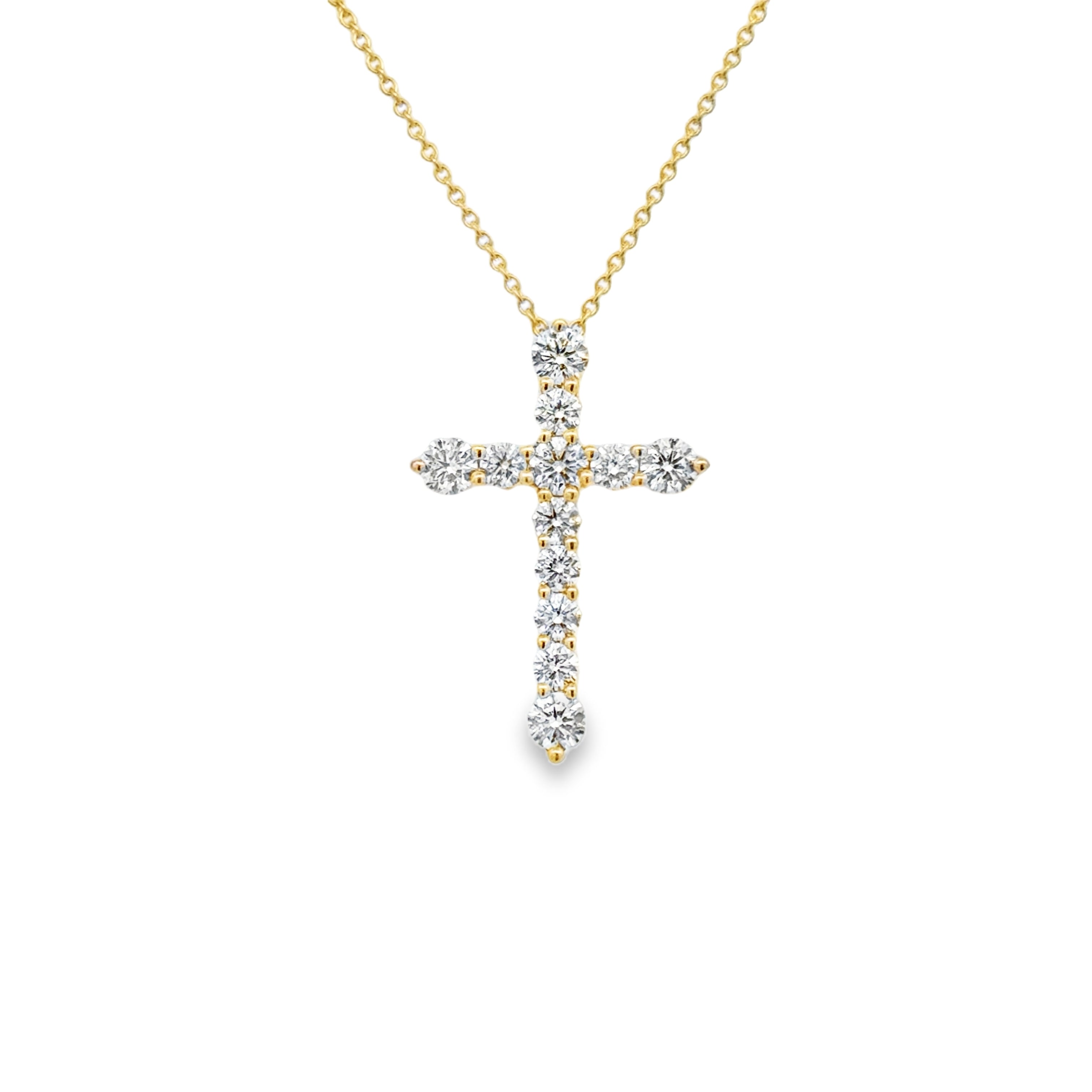 14K Yellow Gold Cross with Round Brilliant Cut Diamonds .97ctw G/H SI1