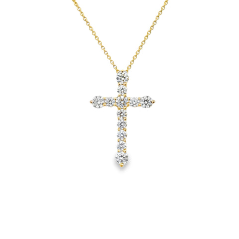 14K Yellow Gold Cross with Round Brilliant Cut Diamonds .97ctw G/H SI1