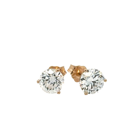 Round Three Prong Lab Created Studs | 14k Yellow