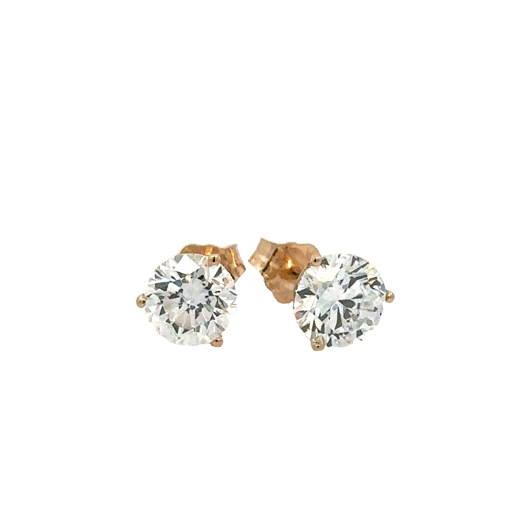 Round Three Prong Lab Created Studs | 14k Yellow