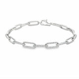 18 Karat White Gold,  Link Fashion Bracelet, .88ctw Round Brilliant Cut Diamonds