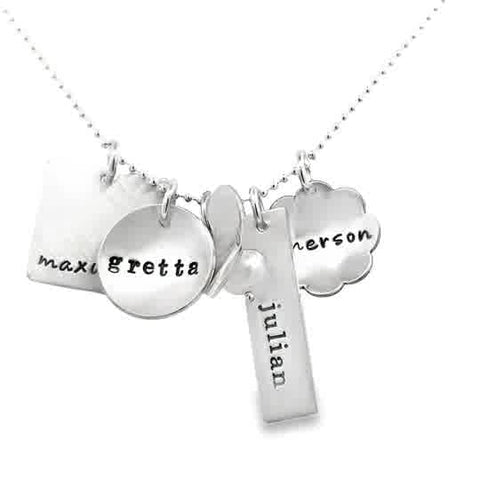 Lady's White Sterling Silver Eclectic Five Charms With Five Charms, An