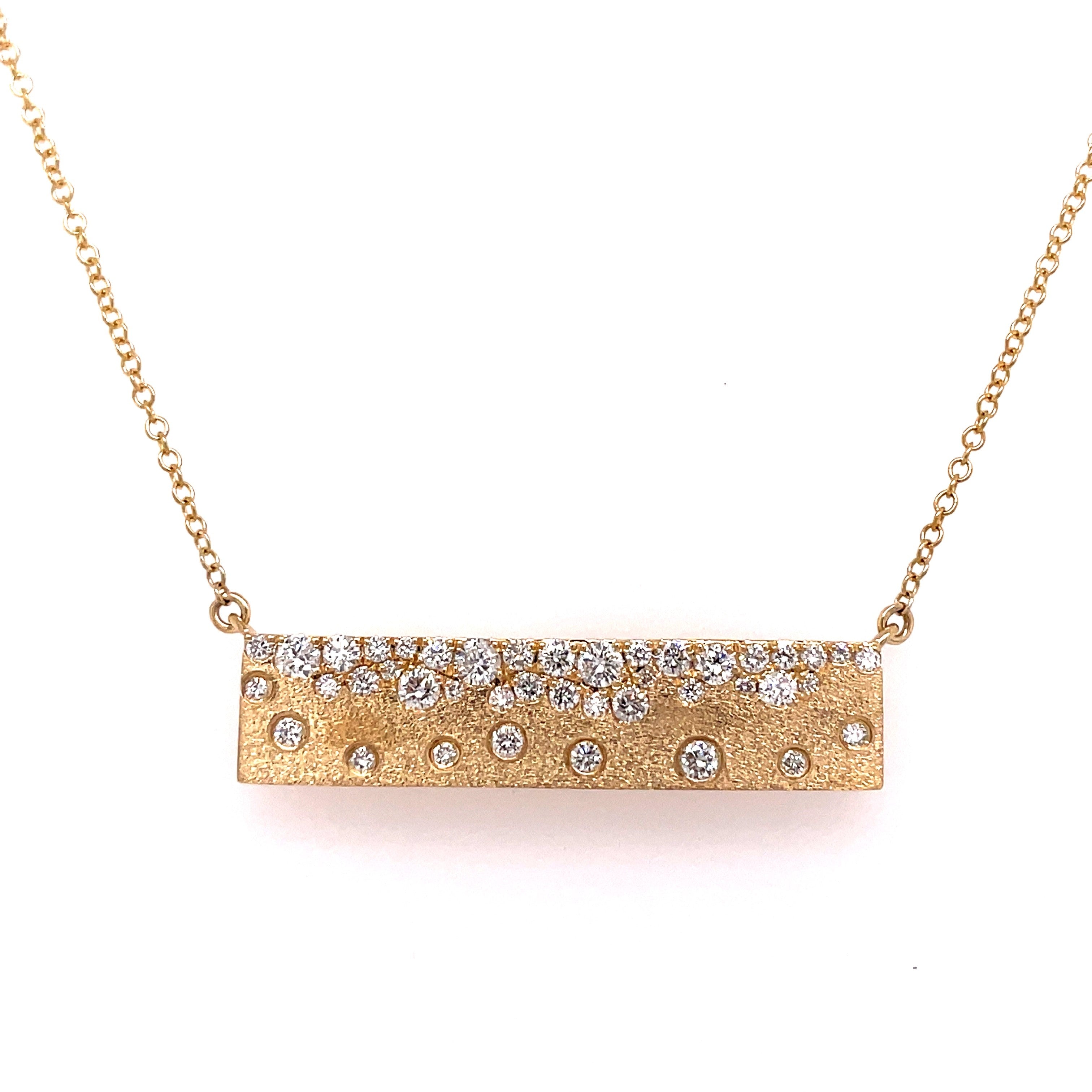 Flush Set Bar Stationary Neckalce | 14k Yellow
