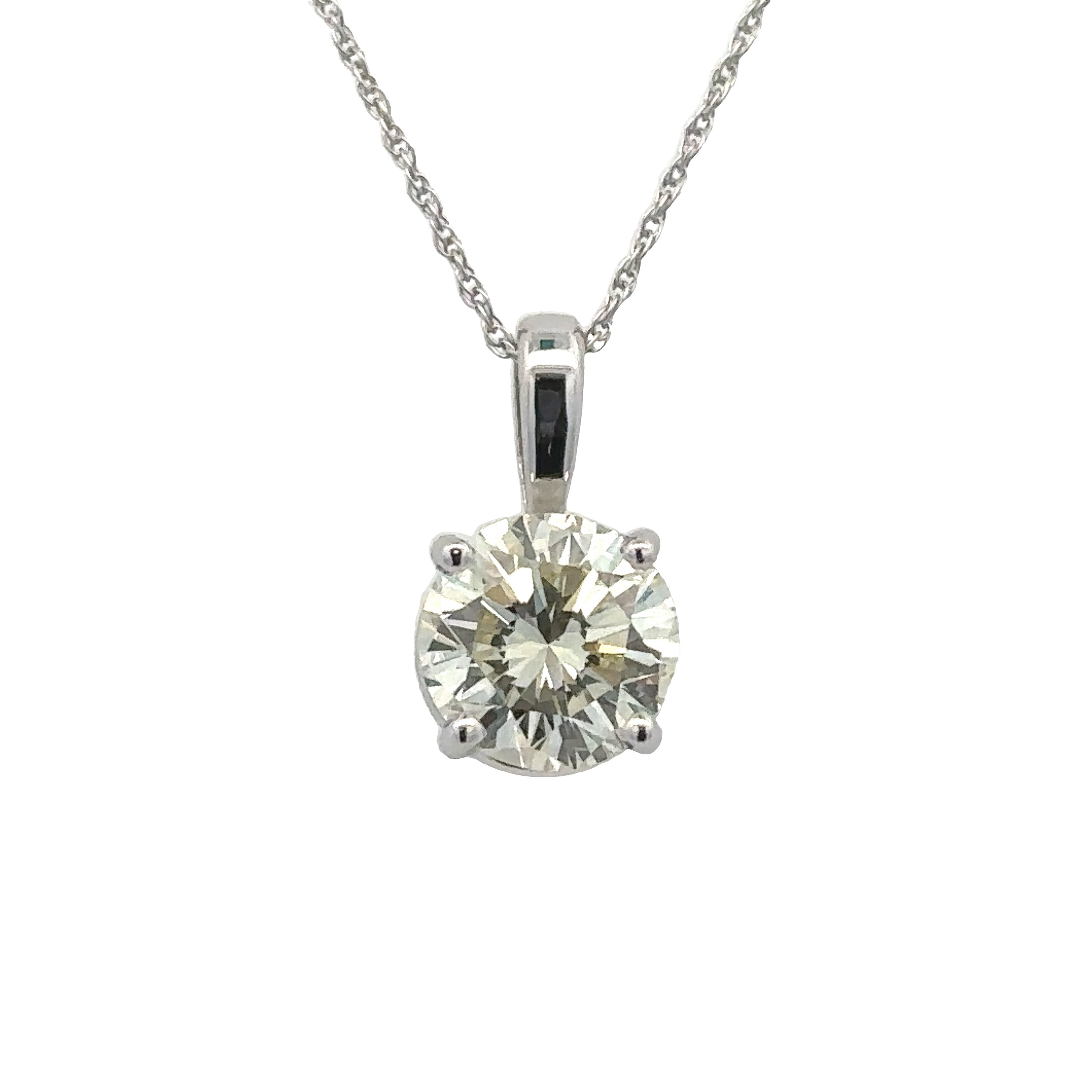 Diamond Prong Pendant | 14k White (1.72ct Round)