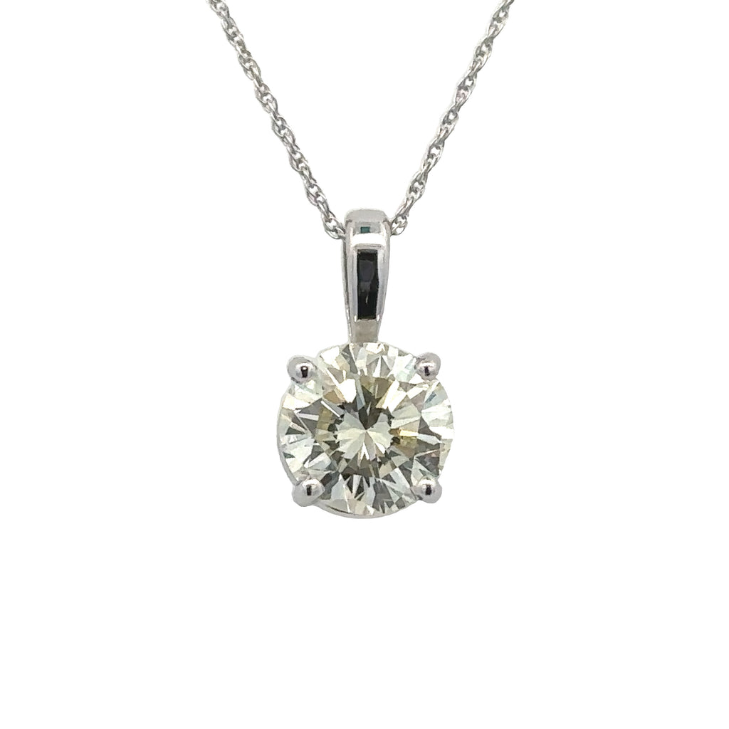 Diamond Prong Pendant | 14k White (1.72ct Round)