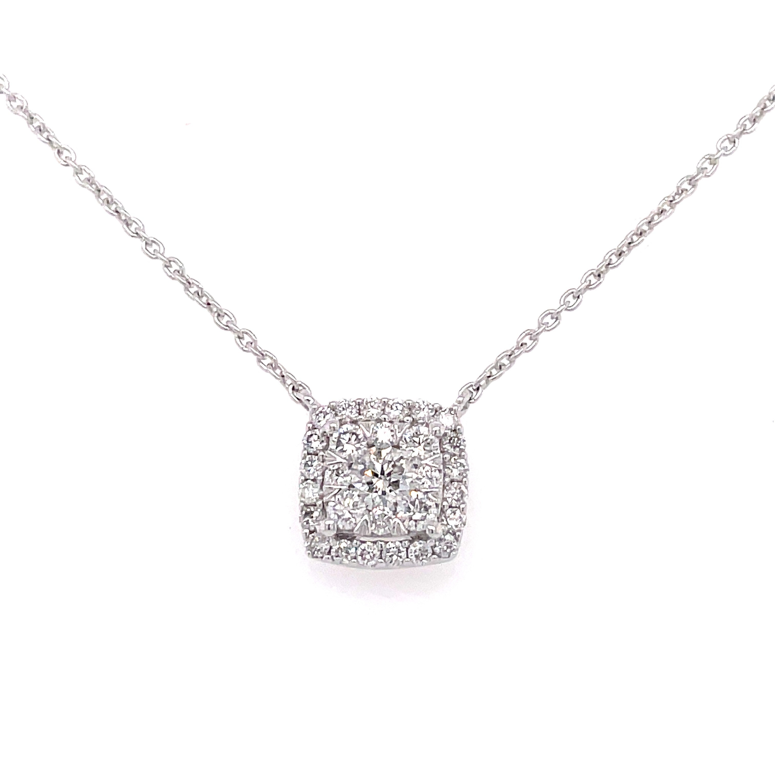 Square Cluster Stationary Necklace | 14k White