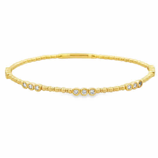 14ky Flexie Three Stone Stations, .50ctw Round Diamonds 6.75''