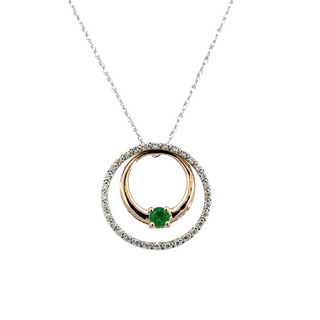 Enhanceable Circle Necklace | 10k White/Yellow (1.10ct Round)