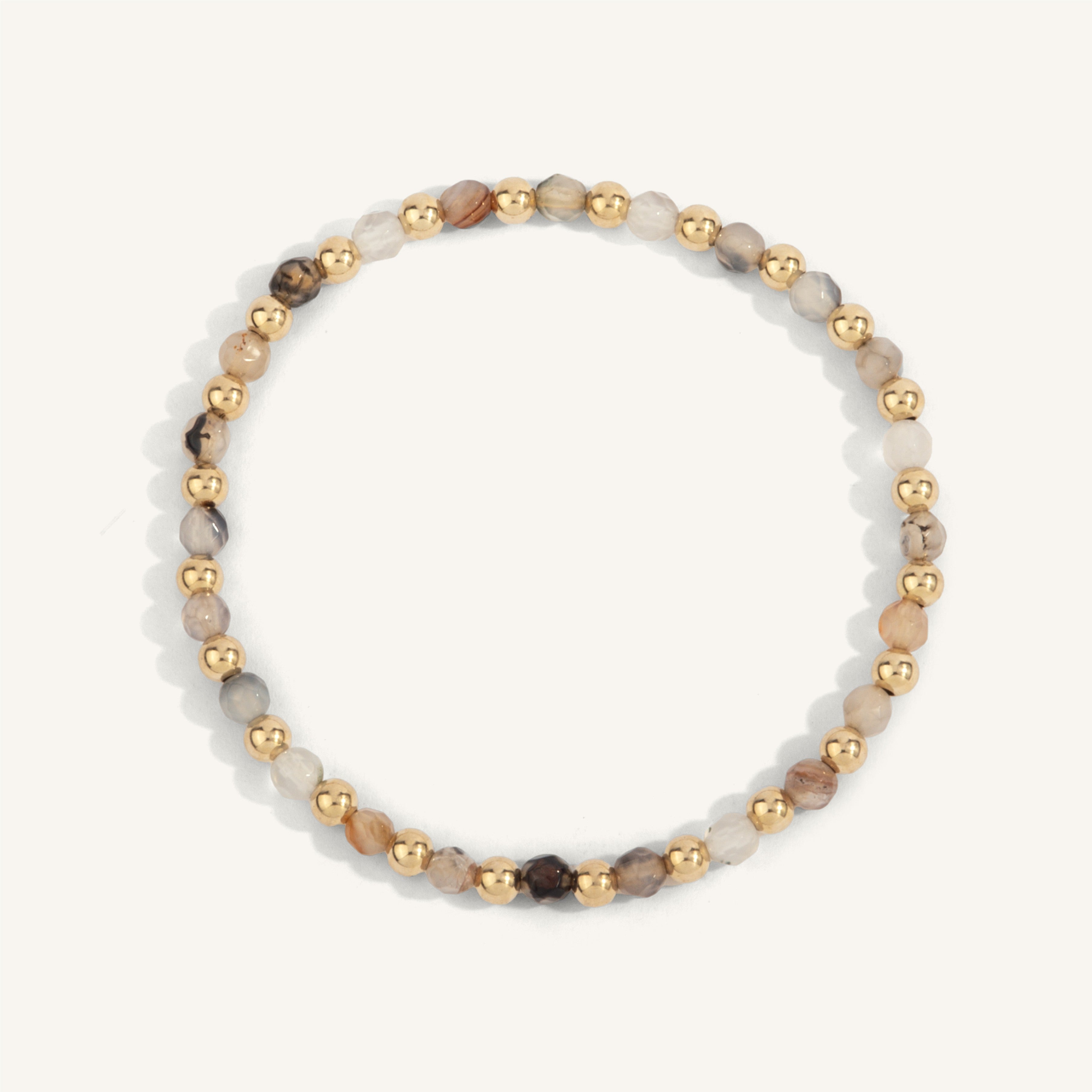 4mm Fire Agate with Alternating Gold Filled Beads Bracelet 7''
