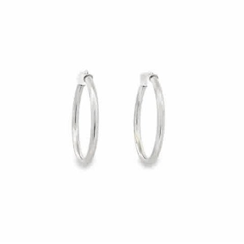 Lady's White 14 Karat 2X25mm Tube Hoop Earrings