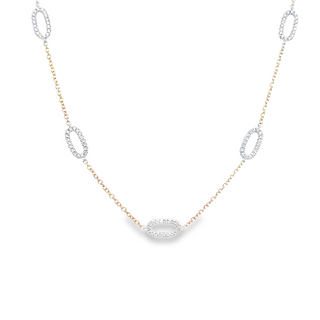 Elongated Oval Link Necklace | 18k White/Yellow