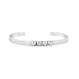 Lady's White Sterling Silver Heartfelt Message Cuff With Four Hearts 6