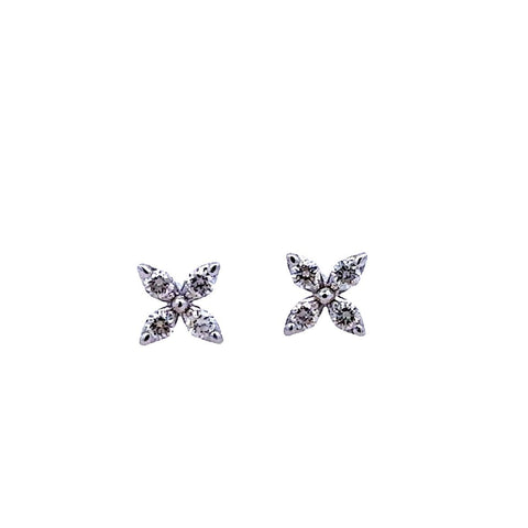 Clover Studs Earrings | 14k White