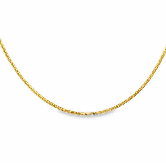 Yellow 14 Karat Diamond Cut .75Mm Solid Wheat, Round, Twelve Sided Cha