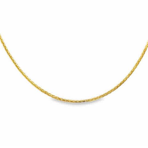 Yellow 14 Karat Diamond Cut .75Mm Solid Wheat, Round, Twelve Sided Cha