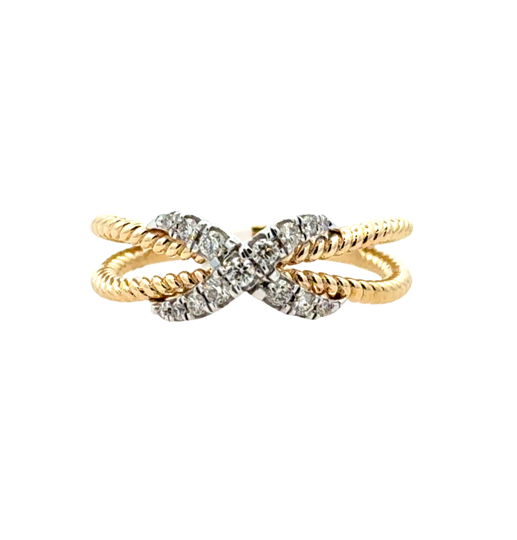 Rope With "X" Fashion Ring | 14k White/Yellow