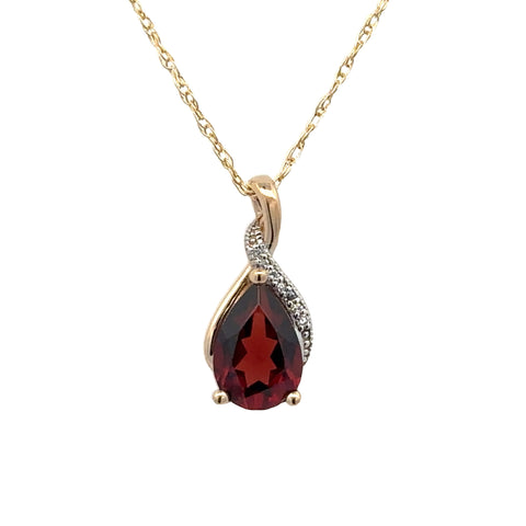 Garnet Teardrop Necklace | 14k Yellow (1.47ct Pear)