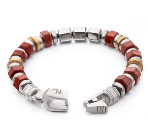 8mm Mokume Gane and Red Jasper Beads Bushido Virtue Bracelet