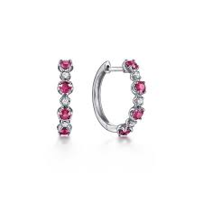 Ruby Hoop Earrings | 14k White
