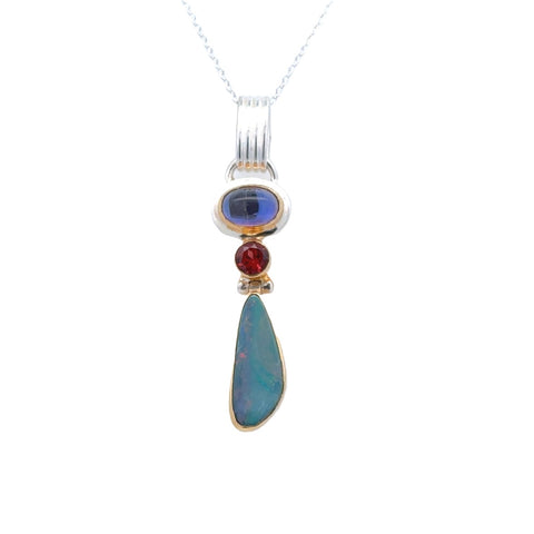 Bezel Dangle Charm | White Sterling/22k Yellow