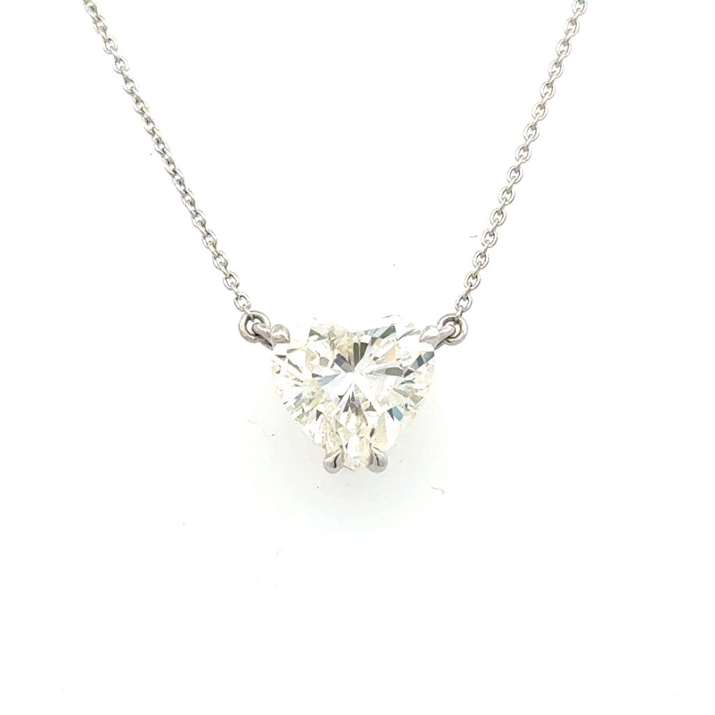 Heart Floating, Stationary Necklace | 950 Platinum