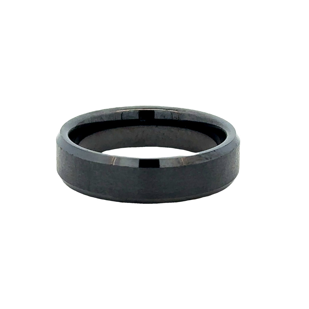 Gent's Black Stone Ceramic 6Mm Gents Ring Size 9.5