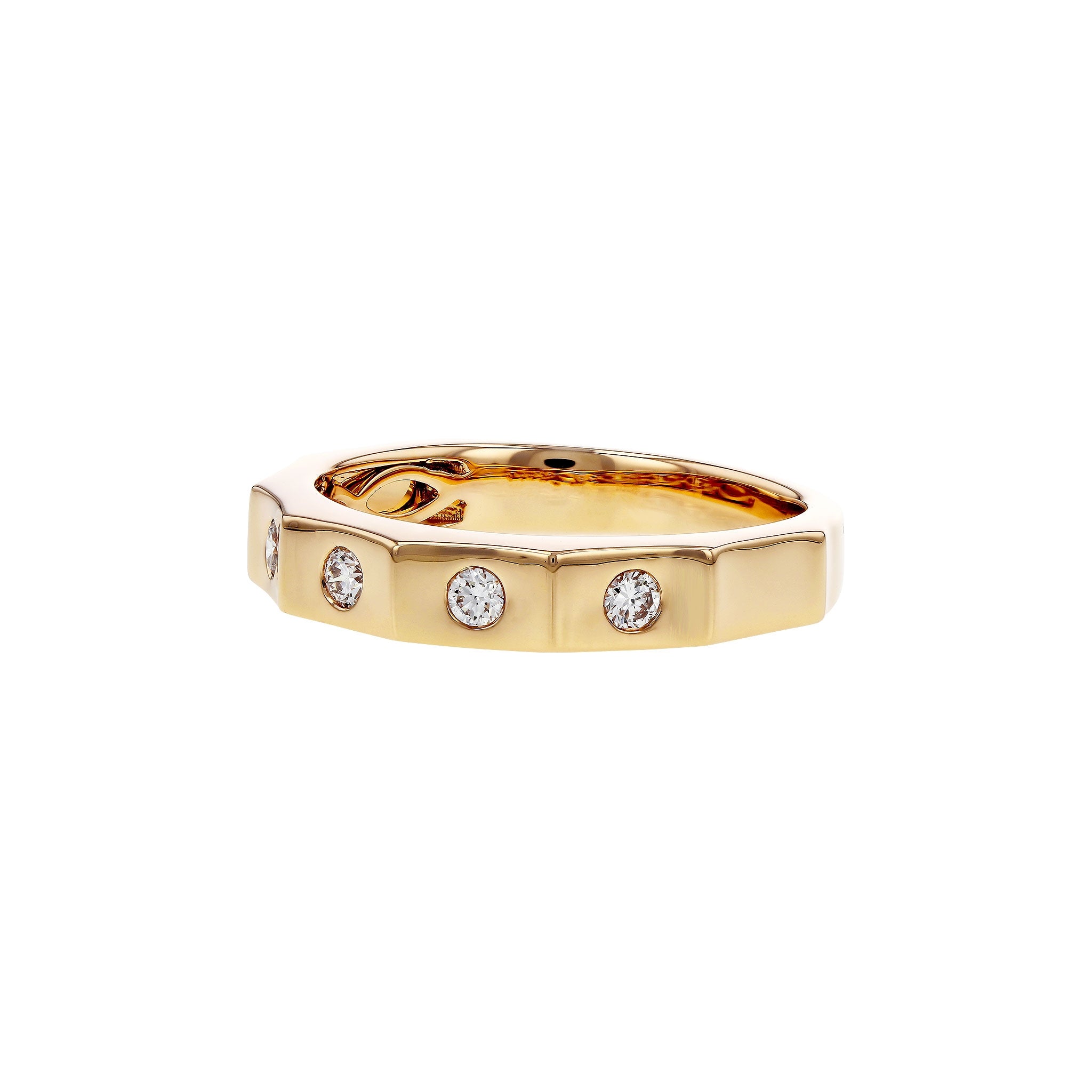 14 Karat Yellow Gold Inlay Anniversary Ring with .20ctw Round Brilliant Cut Diamonds