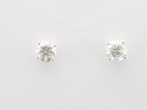 Lady's White 14 Karat Four Prong Studs Earrings With 2=2.02Tw Round I/