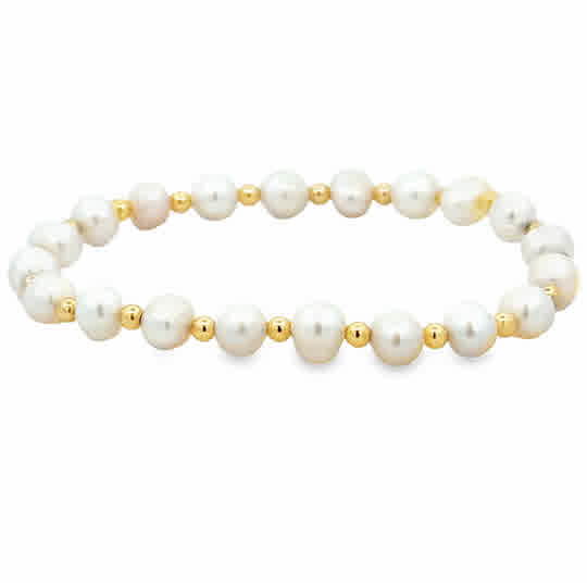 6mm Pearls Alternating with 3mm Gold Filled Beads 7''