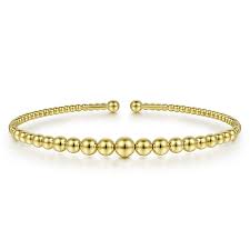 Yellow 14 Karat Graduating Beads, Bujukan Bracelet Length 6