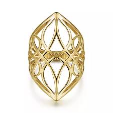 Lady's Yellow 14 Karat Aztec Cutout Fashion Ring Size 6.5