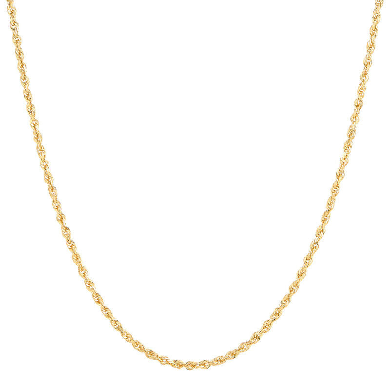 Yellow 14 Karat 2.0Mm Solid Dual Glitter Rope Chain Length 18