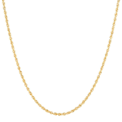 Yellow 14 Karat 2.0Mm Solid Dual Glitter Rope Chain Length 18