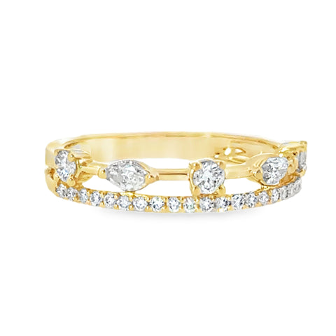10 Karat Yellow Gold Double Row .38ctw Lab Created Marquise and Round Brilliant Cuts