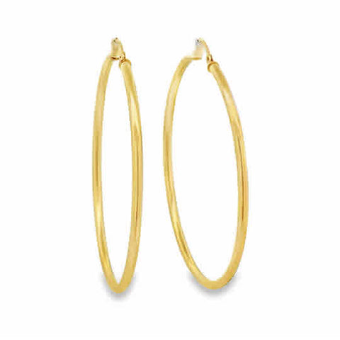 Lady's Yellow 14 Karat 2 X 50Mm Tube Hoop Earrings