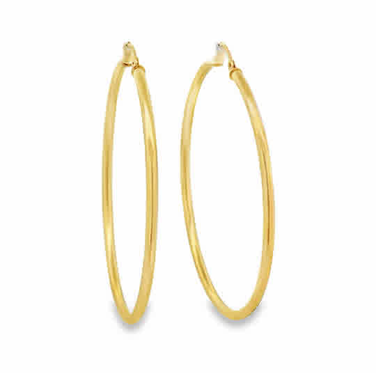 Lady's Yellow 14 Karat 2 X 50Mm Tube Hoop Earrings