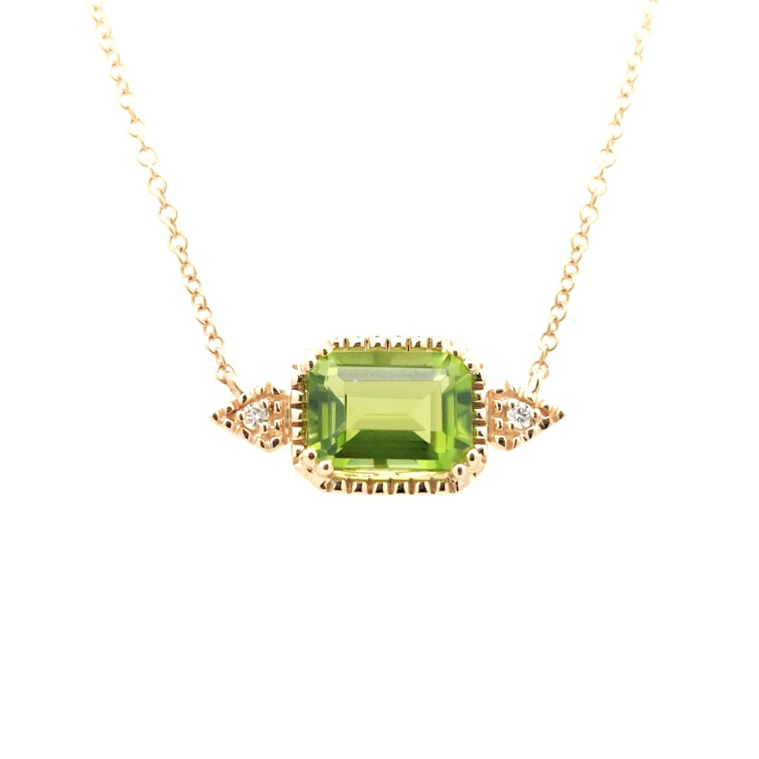 East-West Vintage Stationary Necklace | 14k Yellow (1.74ct Emerald)