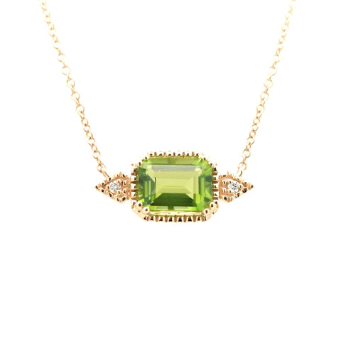 East-West Vintage Stationary Necklace | 14k Yellow (1.74ct Emerald)