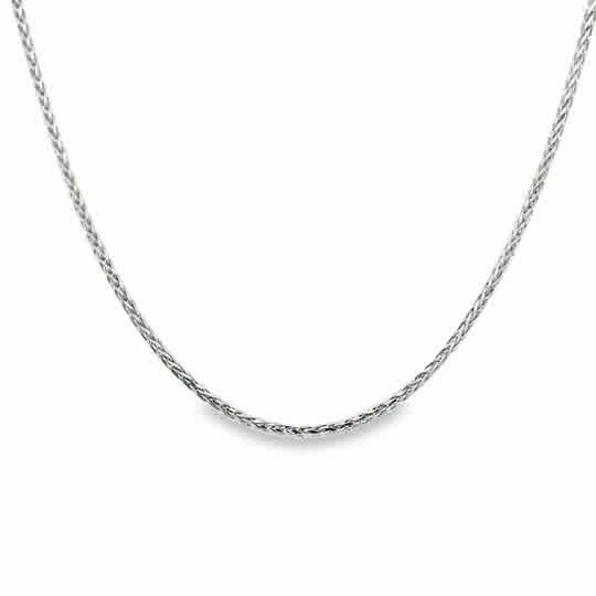 White 14 Karat Diamond Cut 1Mm Solid Spiga Wheat Chain Length 18